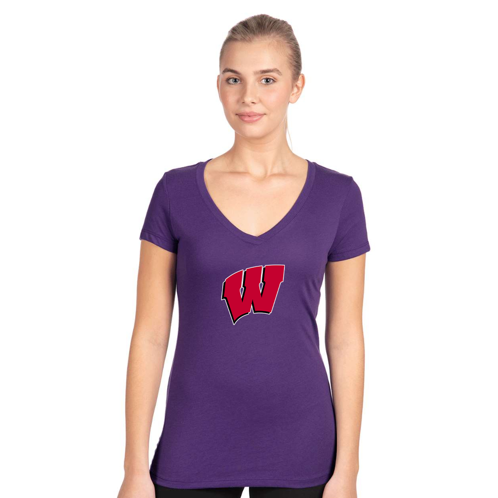 Women's Wisconsin Badgers  Next Level V-Neck T-Shirt